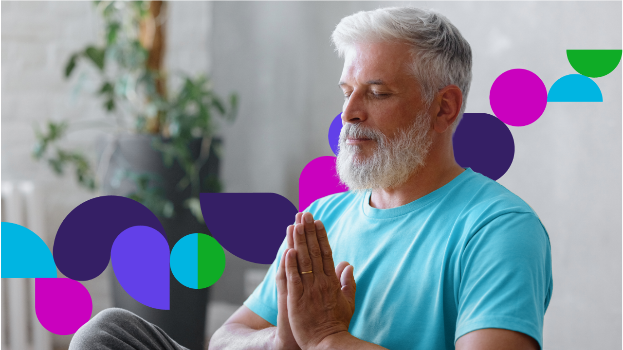 Senior man meditating